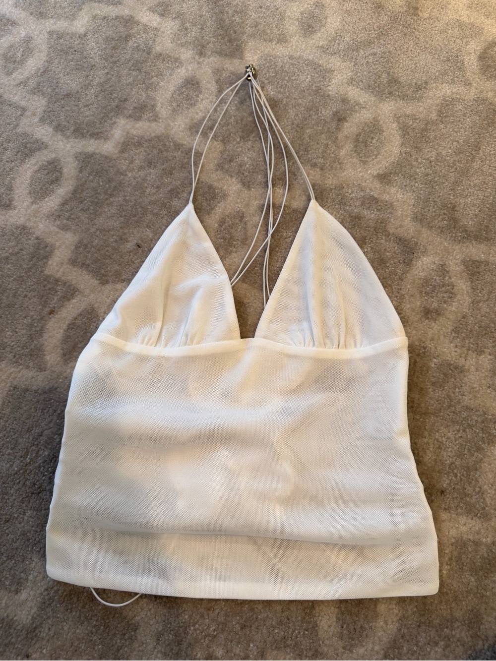 I.AM.GIA White Mesh Halter Crop Cami